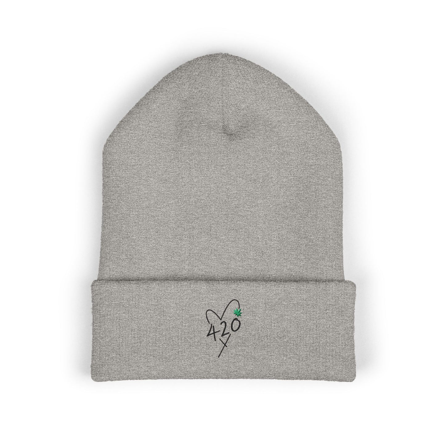 420 Love - Black Classic Cuffed Beanie (Embroidery)