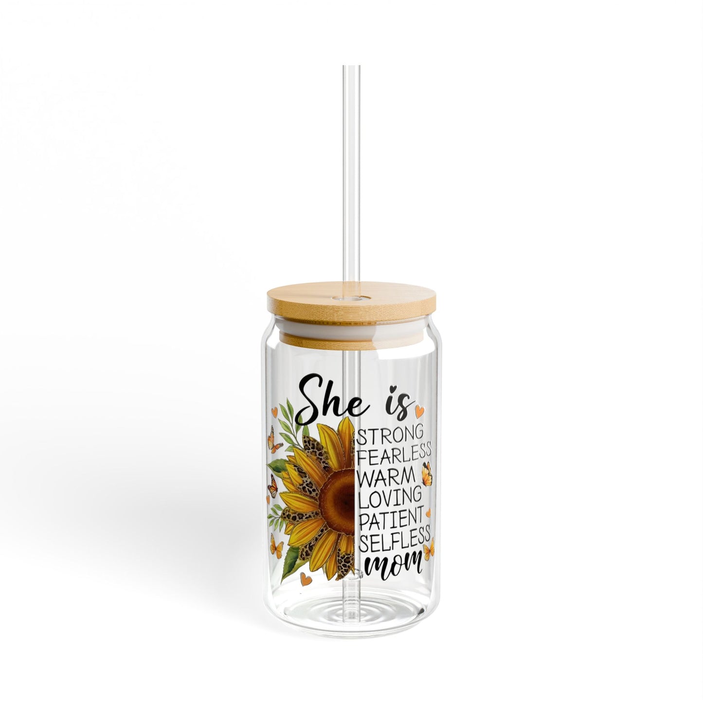 She Is.... Mom Sipper Glass, 16oz