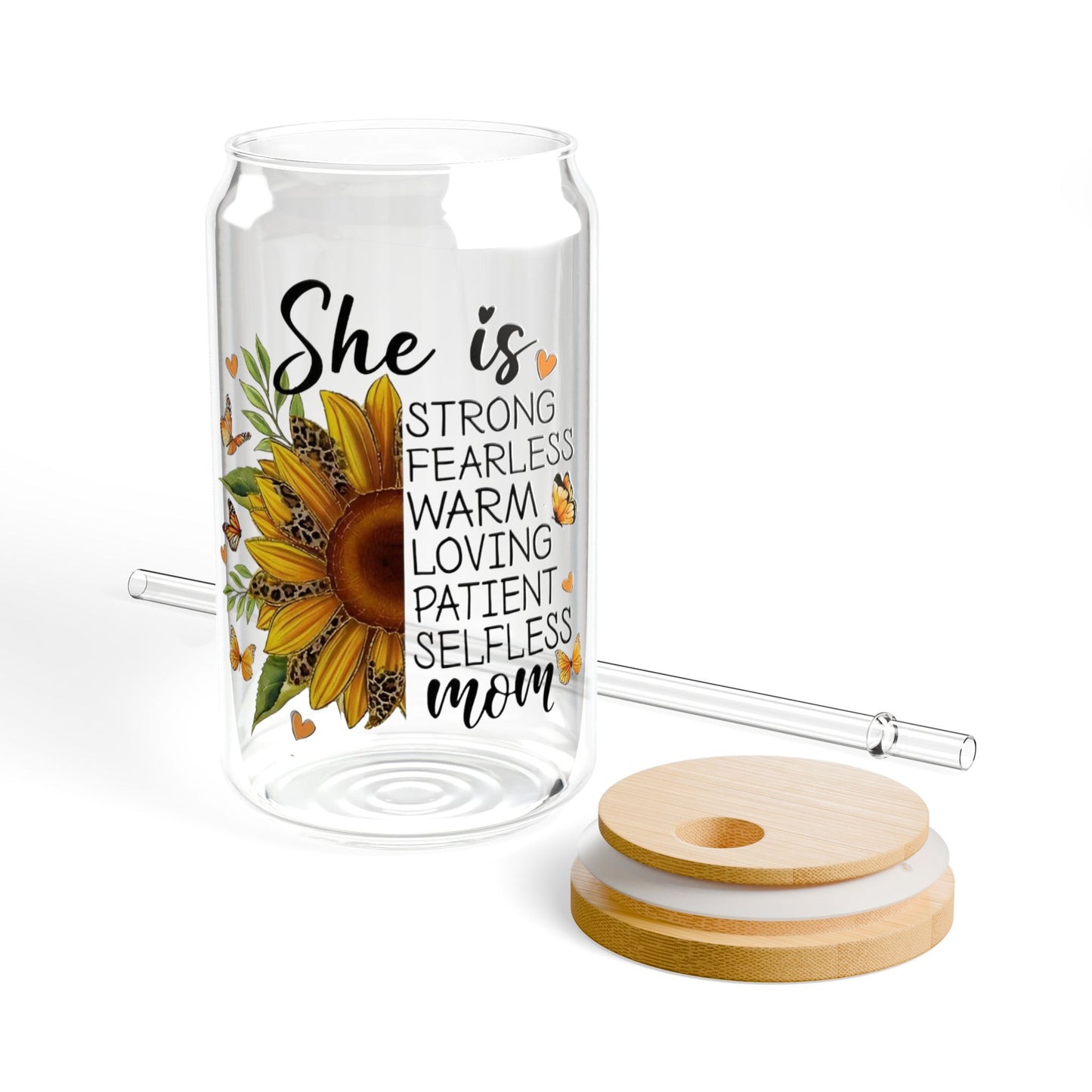 She Is.... Mom Sipper Glass, 16oz