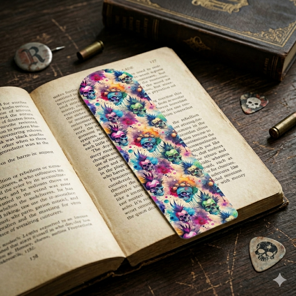 Punk Rock Skull Bookmark