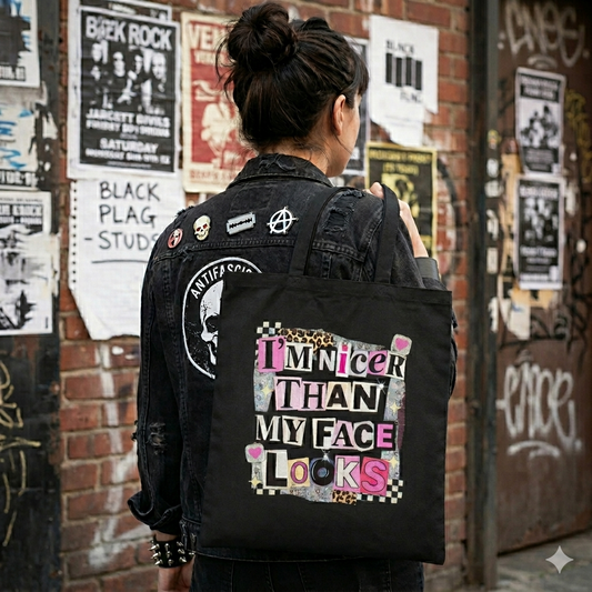 I'm Nicer Than my Face Looks Cotton Canvas Tote Bag