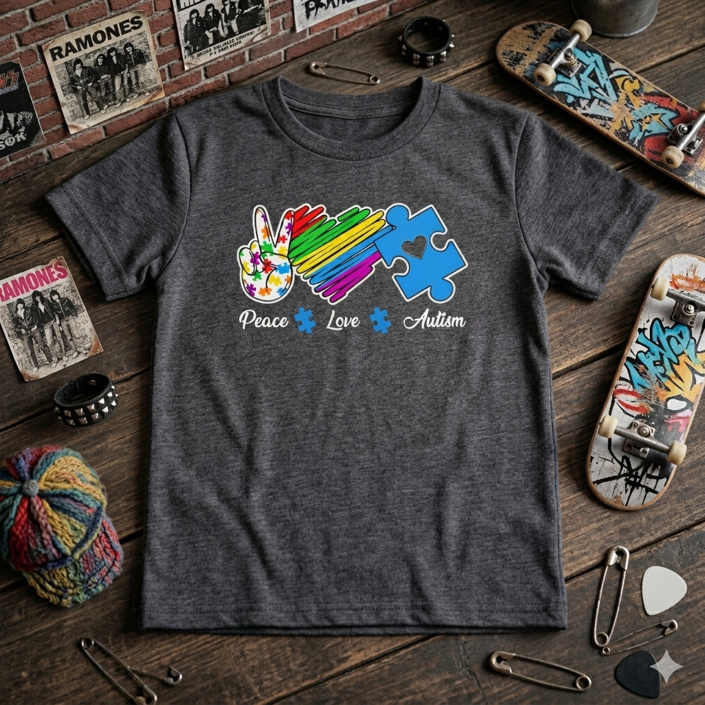 Peace Love Autism Youth Short Sleeve Tee