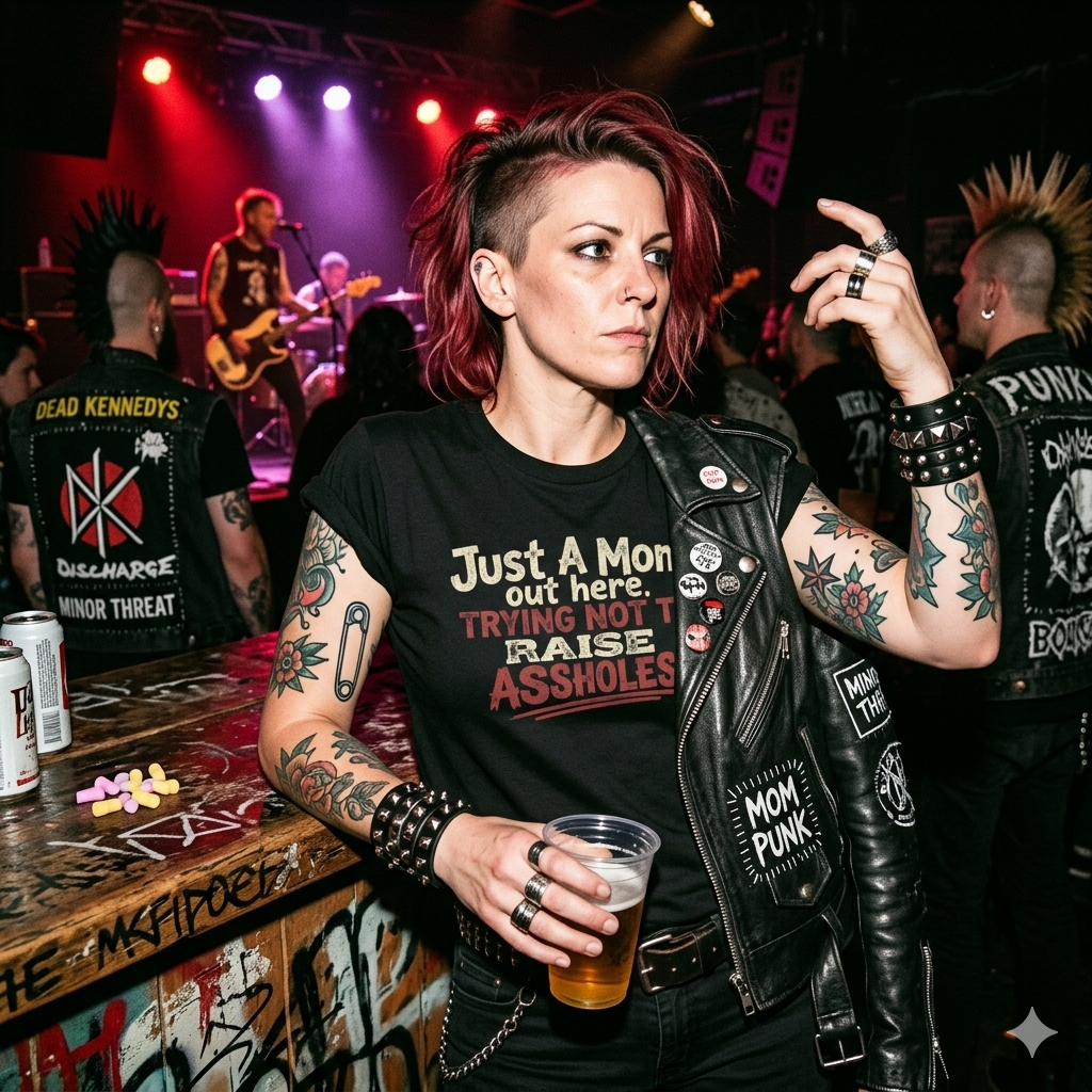 Just a Mom Trying not to Raise Assholes Unisex Softstyle T-Shirt