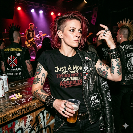 Just a Mom Trying not to Raise Assholes Unisex Softstyle T-Shirt