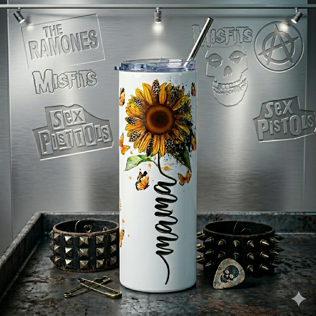 Mama Sunflower Stainless Steel Tumbler, 20oz