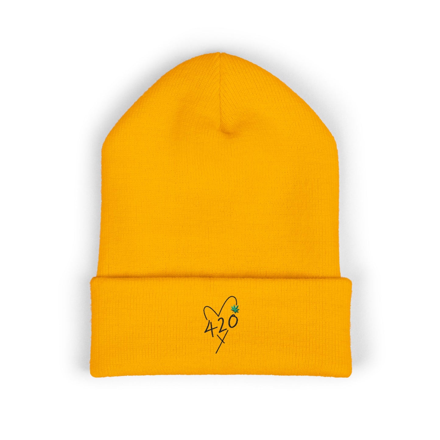 420 Love - Black Classic Cuffed Beanie (Embroidery)