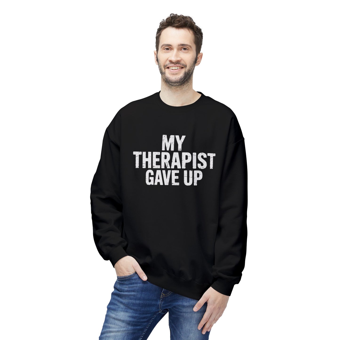 My Therapist Gave Up Unisex Midweight Softstyle Fleece Crewneck Sweatshirt