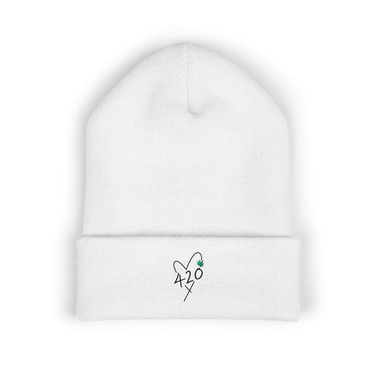 420 Love - Black Classic Cuffed Beanie (Embroidery)